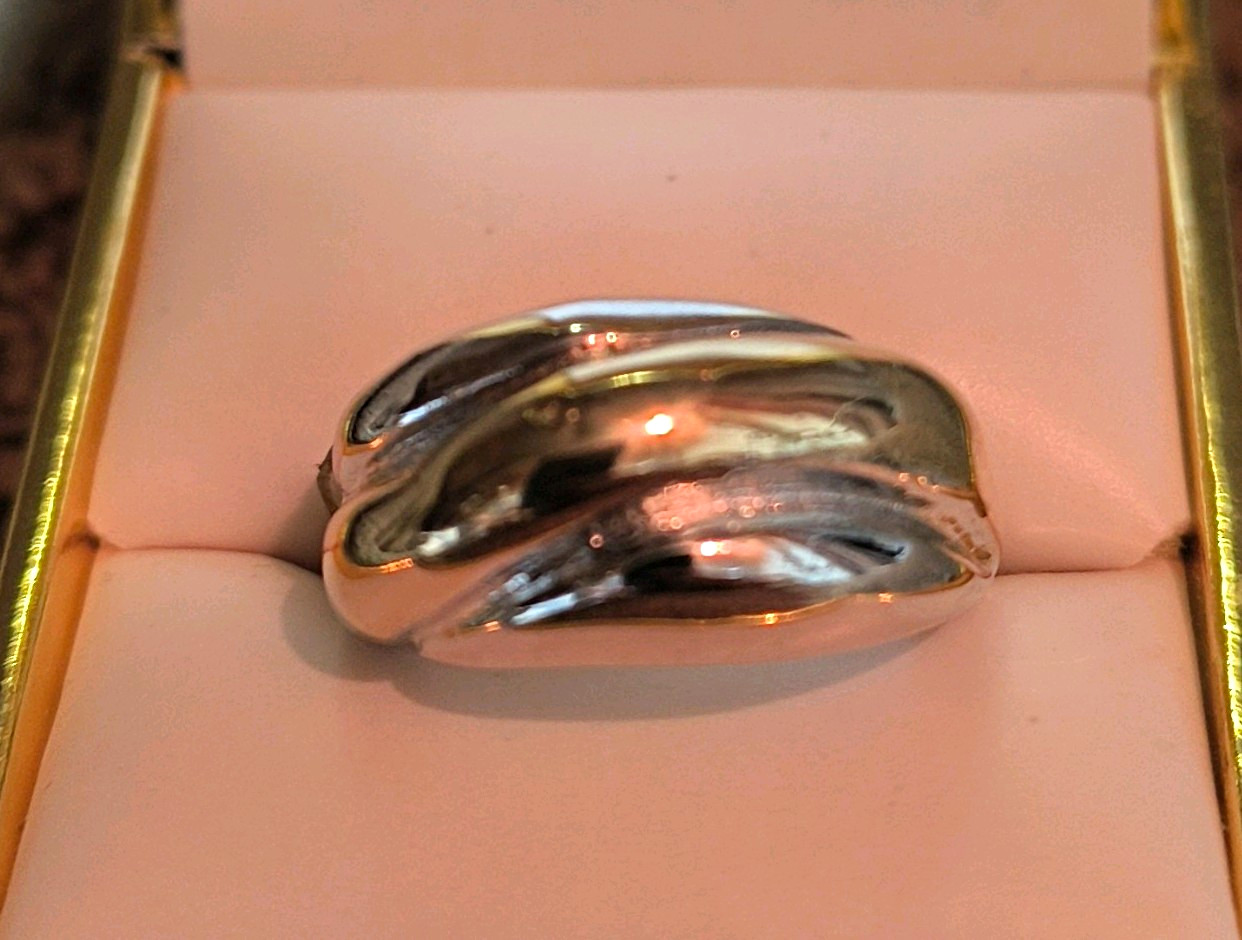 Silver Tone Wide Band Ring Size 7 Metal No Gemstones MPN DEPT1473