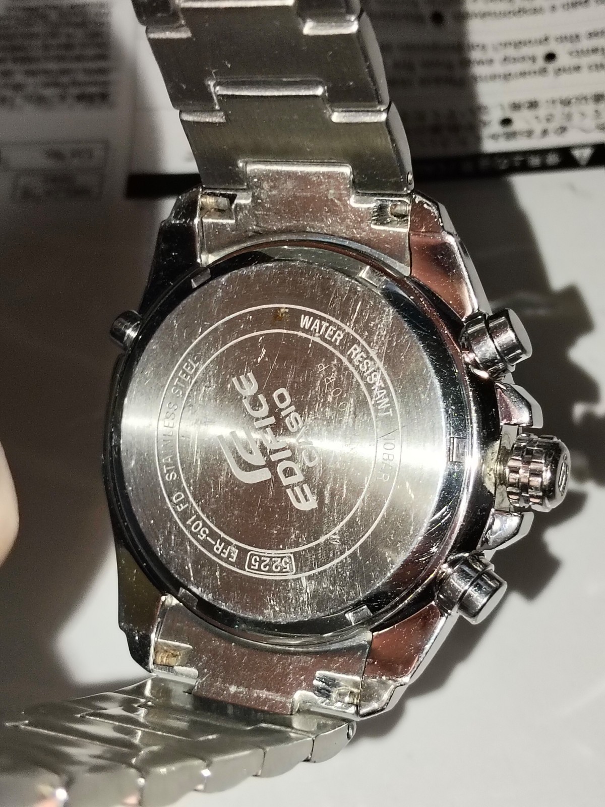 Casio Edifice EFR-501 Chronograph Silver Dial Men’s Watch – New Battery / Tested