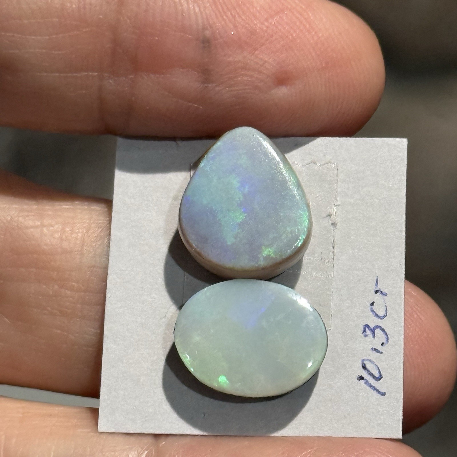 SALE 10.3ct 13x11mm 2 Pc Lot Gray Australian Doublet Opal Cabochon Gems