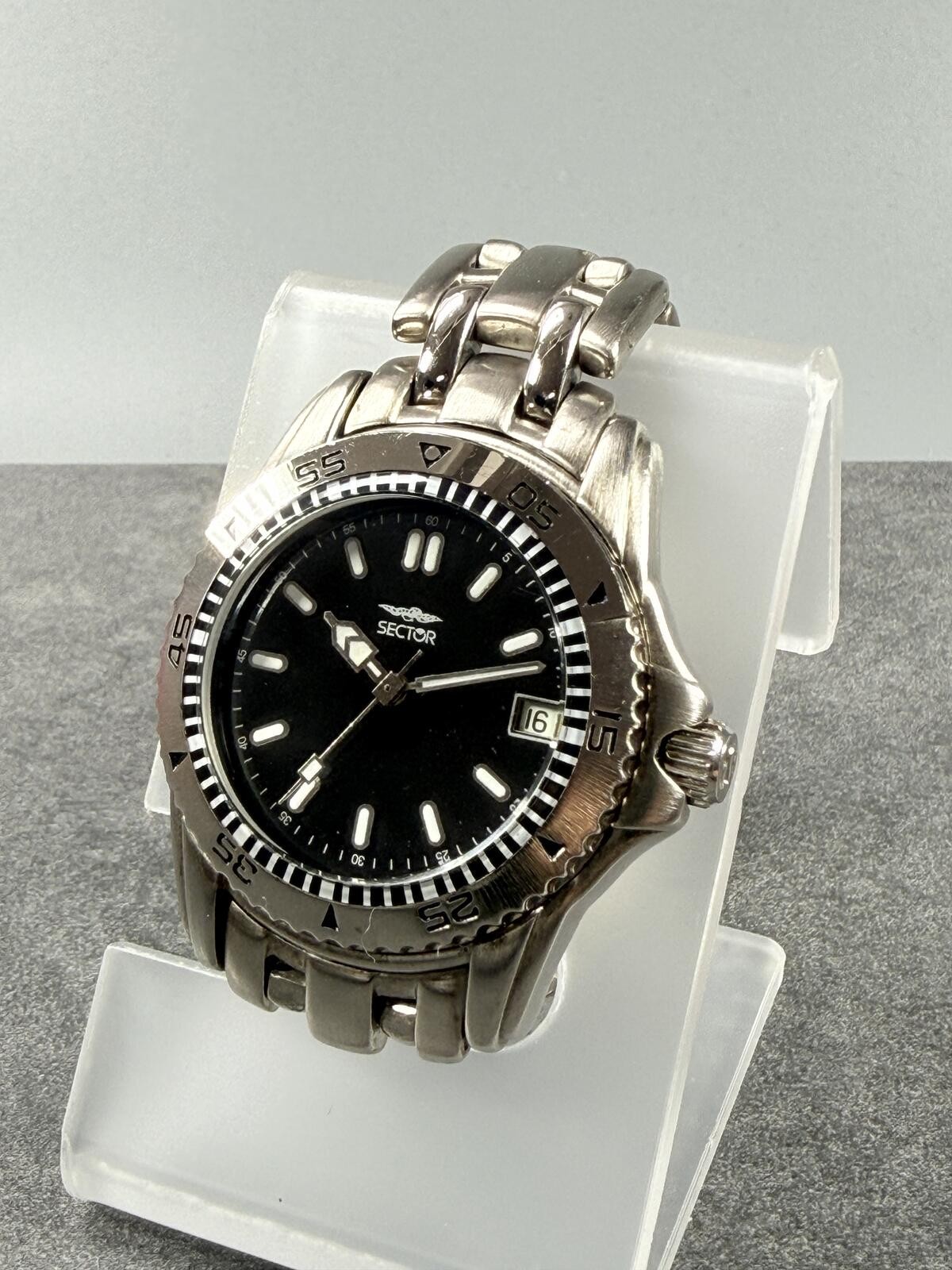 Sector Men’s 38mm Automatic Black Dial Diver Style Watch Stainless Steel Date￼