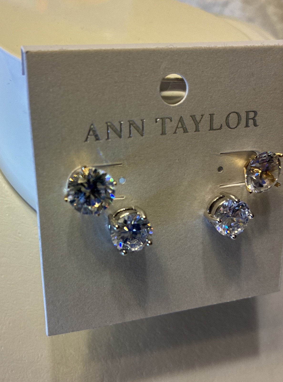 Ann Taylor~LOFT~Women’s~Stud Earrings~Faux Diamonds~Set Of 2 Pairs~NWT