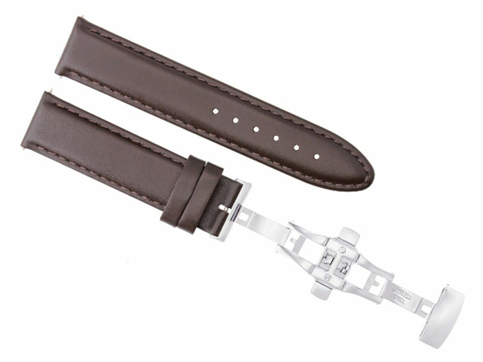 20MM SMOOTH LEATHER WATCH STRAP BAND BUCKLE FOR SEIKO SARB017 ,SNDC33 D/BROWN