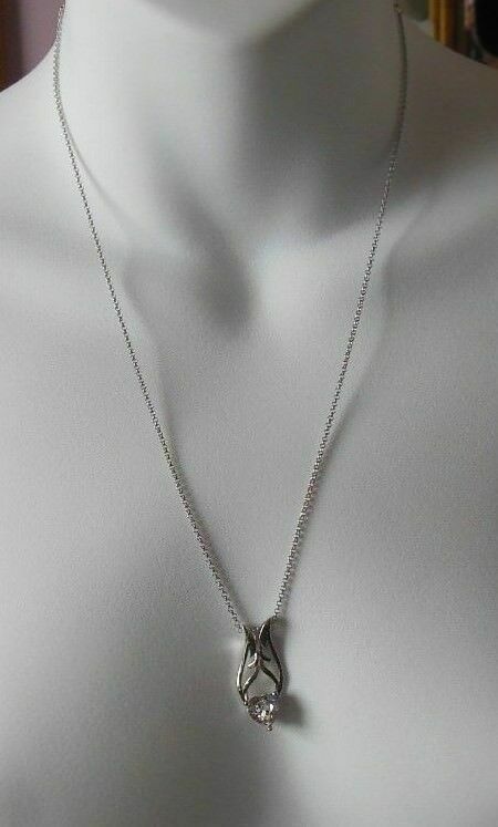 Stamped 18k GP Clear Austrian Crystal Heart Wings Pendant Necklace