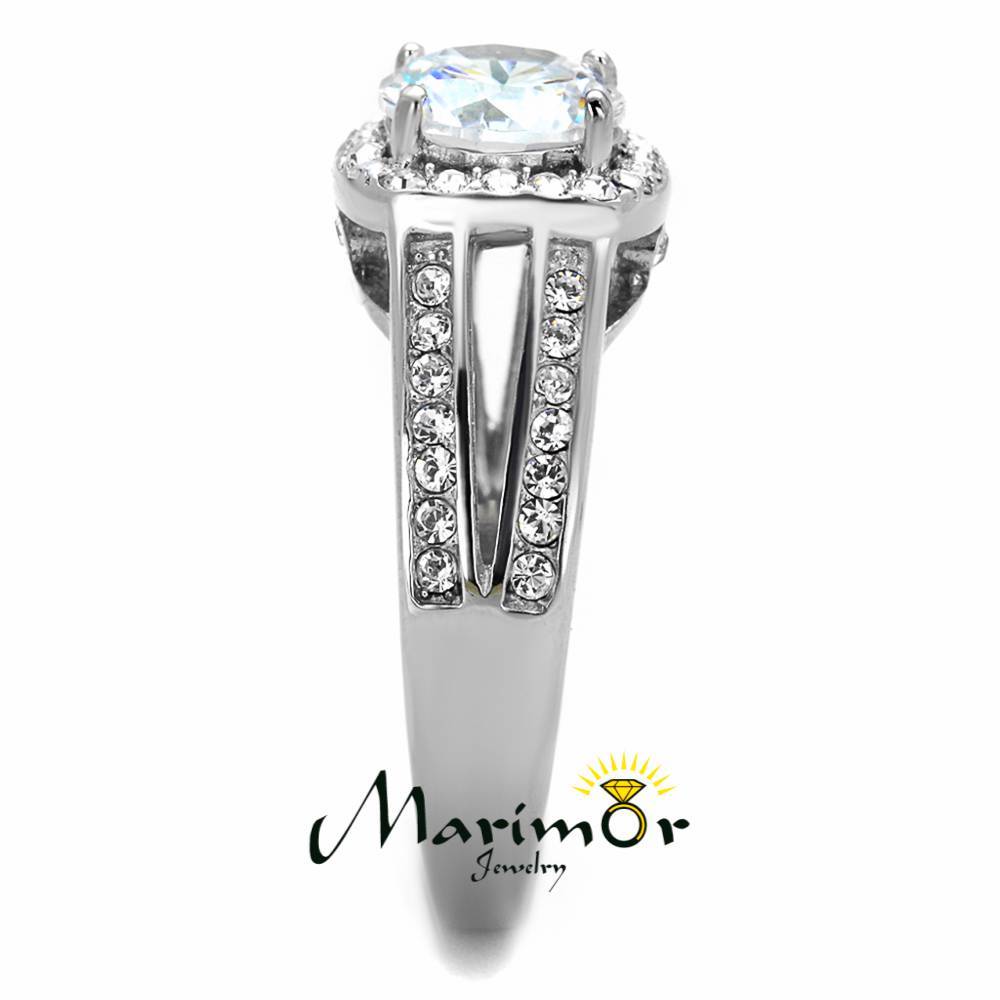 2.95 Ct Halo Round Cut CZ Stainless Steel Engagement Ring Band Women’s Size 5-10