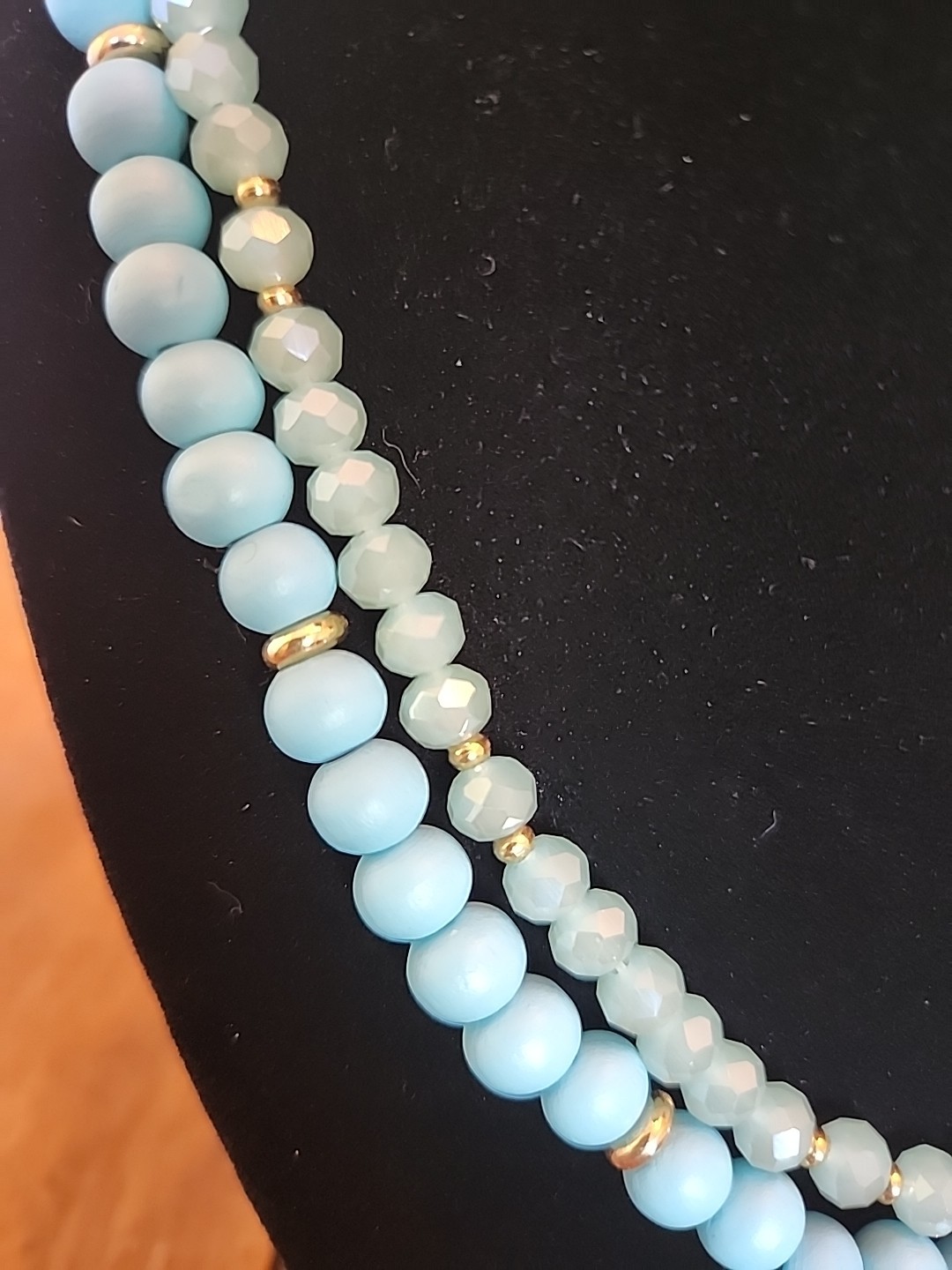 Ashley Cooper 2 Tier Layered Light Blue, Gold Accents Necklace Nwt 18inch W Ext