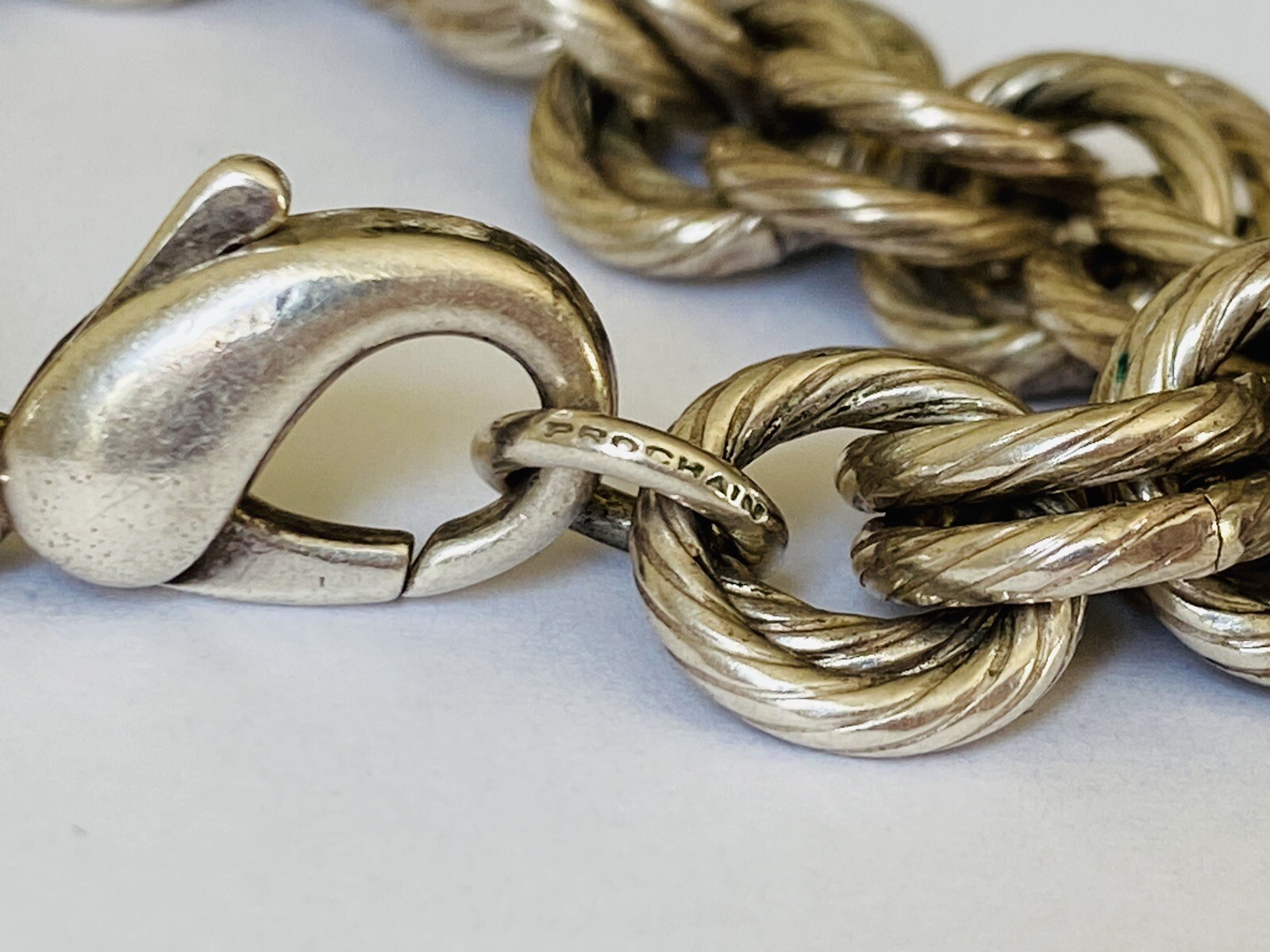 Vintage Signed Sterling Silver Double Rolo Circle Link Chain Bracelet 45-Grams