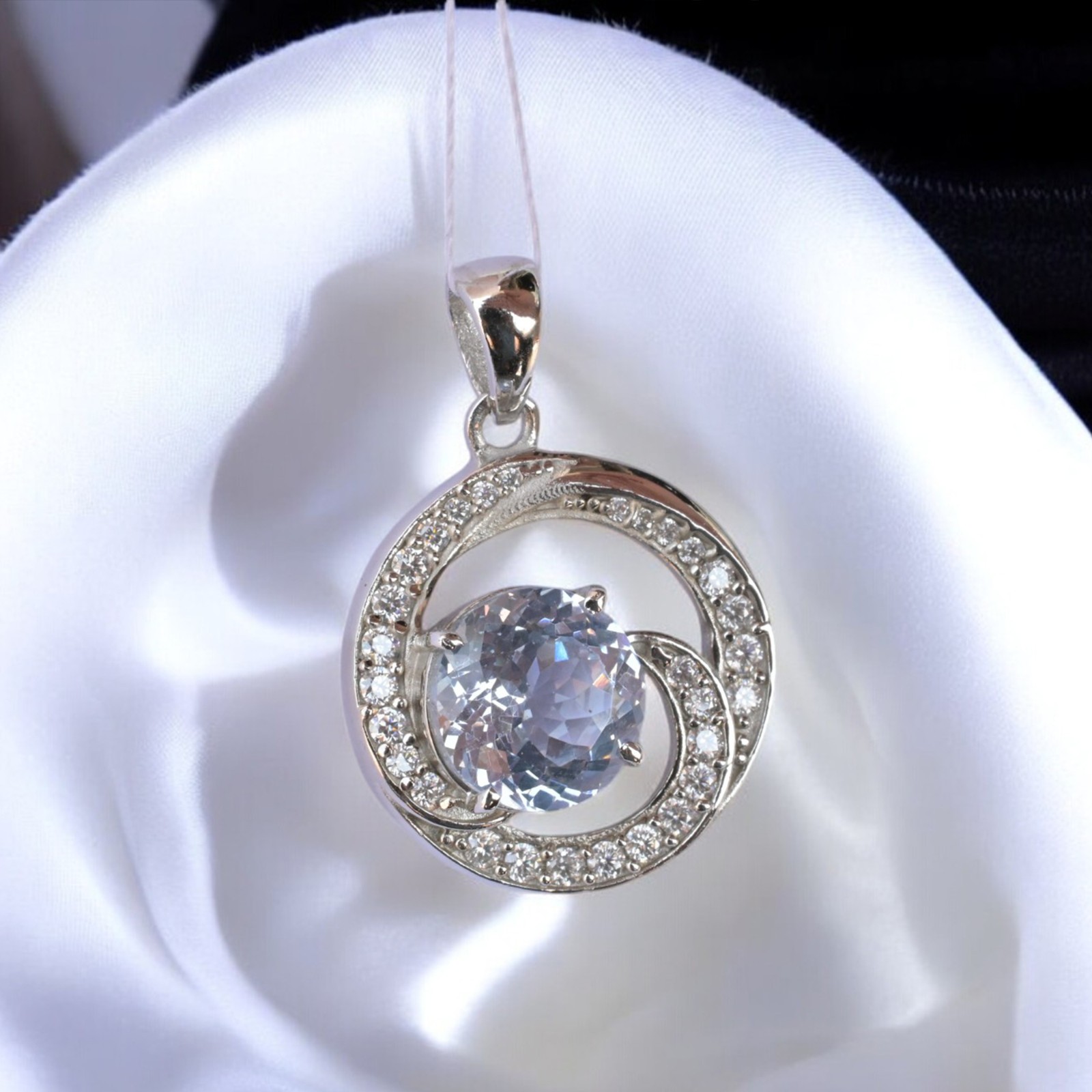 Certified Jeremejevite 28+ Ct Round Pendant Rare Gemstone in 925 Silver MG008