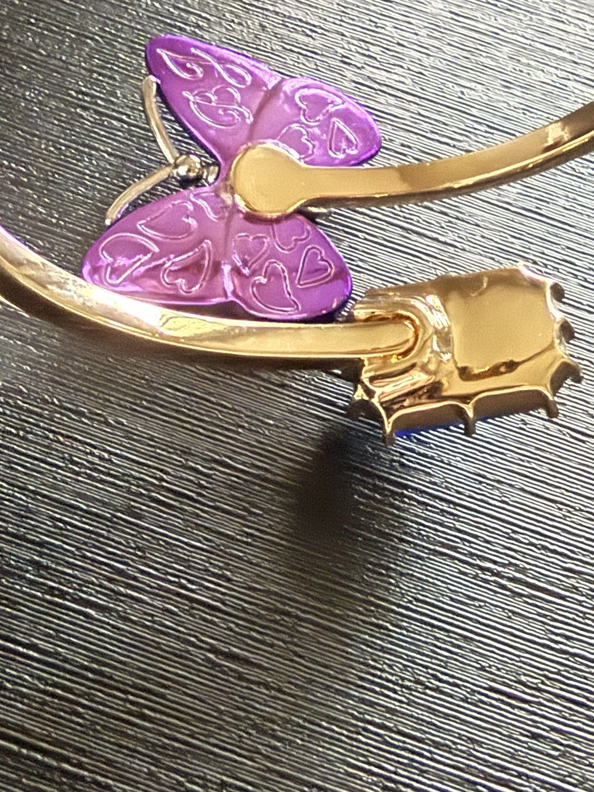 Betsey Johnson Xox💋Purple Glitter~Butterfly~Blue-Green Crystal~Hinged Bangle