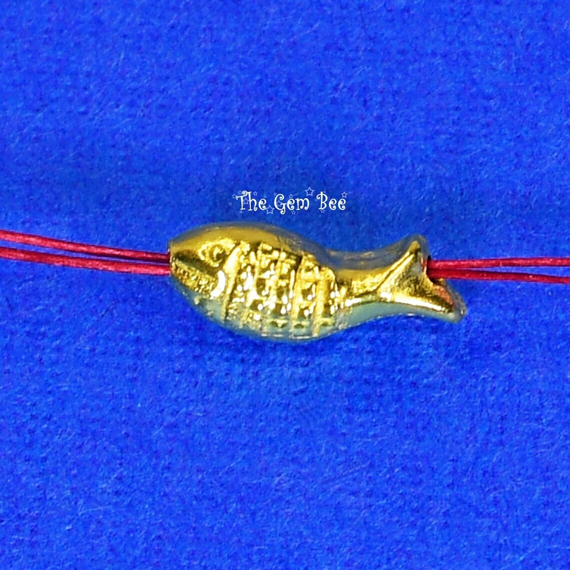 3.2x8mm 18k Yellow Gold Fancy Petite Koi Fish Design Spacer Finding Bead QTY: 1