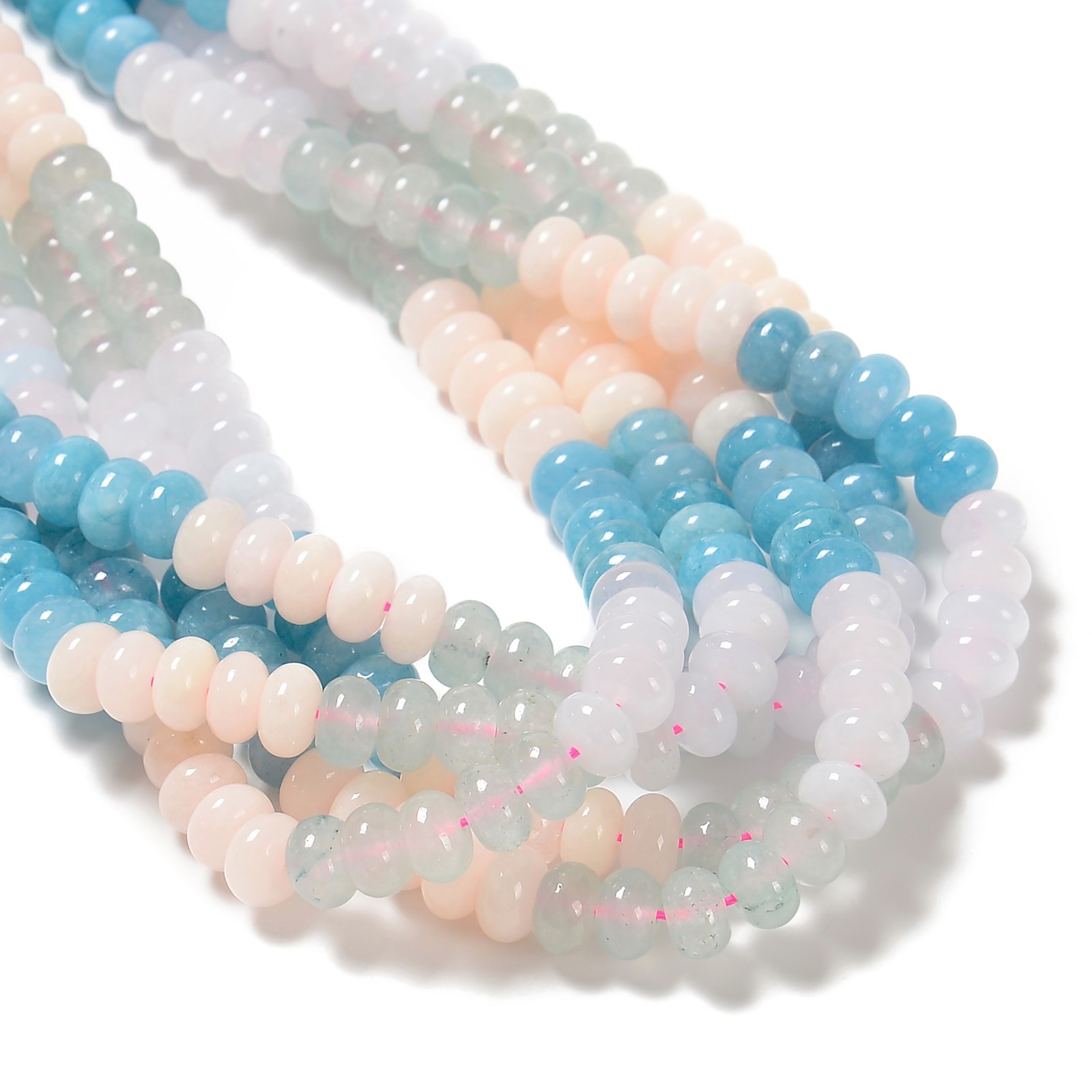 01-Multi-color Dyed Jade Smooth Rondelle Beads Size 5x8mm 15.5” Strand