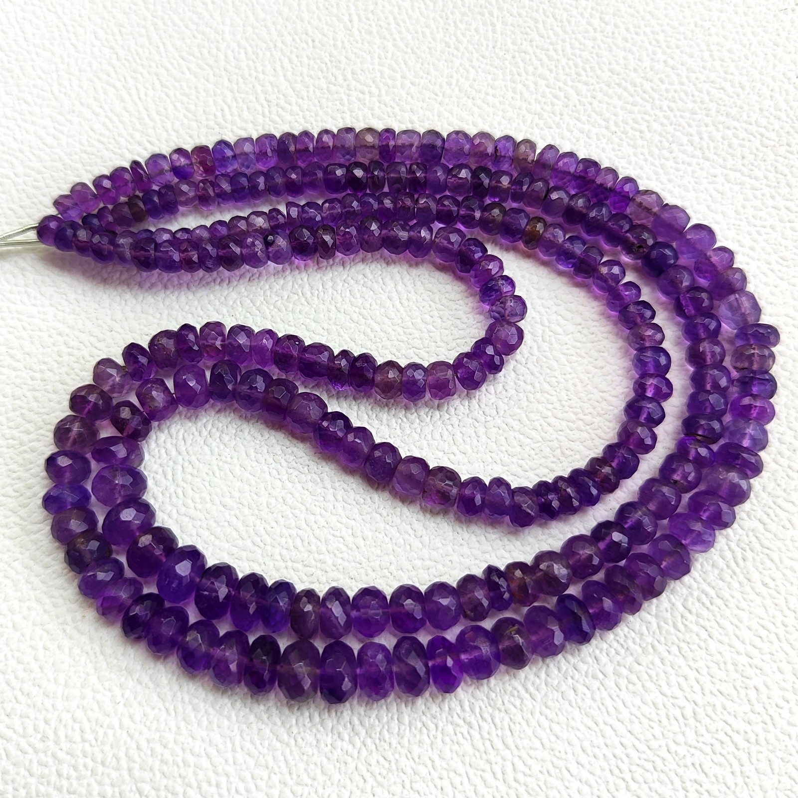 5-8mm Brazil Amethyst Faceted Rondelle Beads 16″ Strand Natural Purple Gemstone