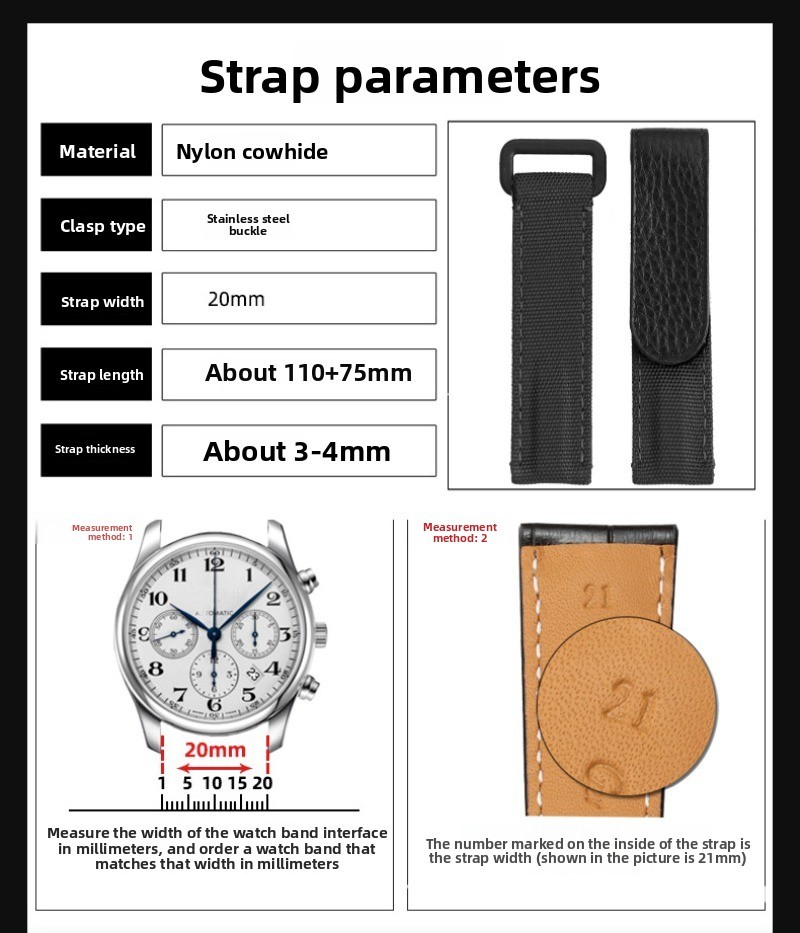 High Quality Nylon Canvas Watch Strap Men’s Sports Wristband 20mm for Rolex