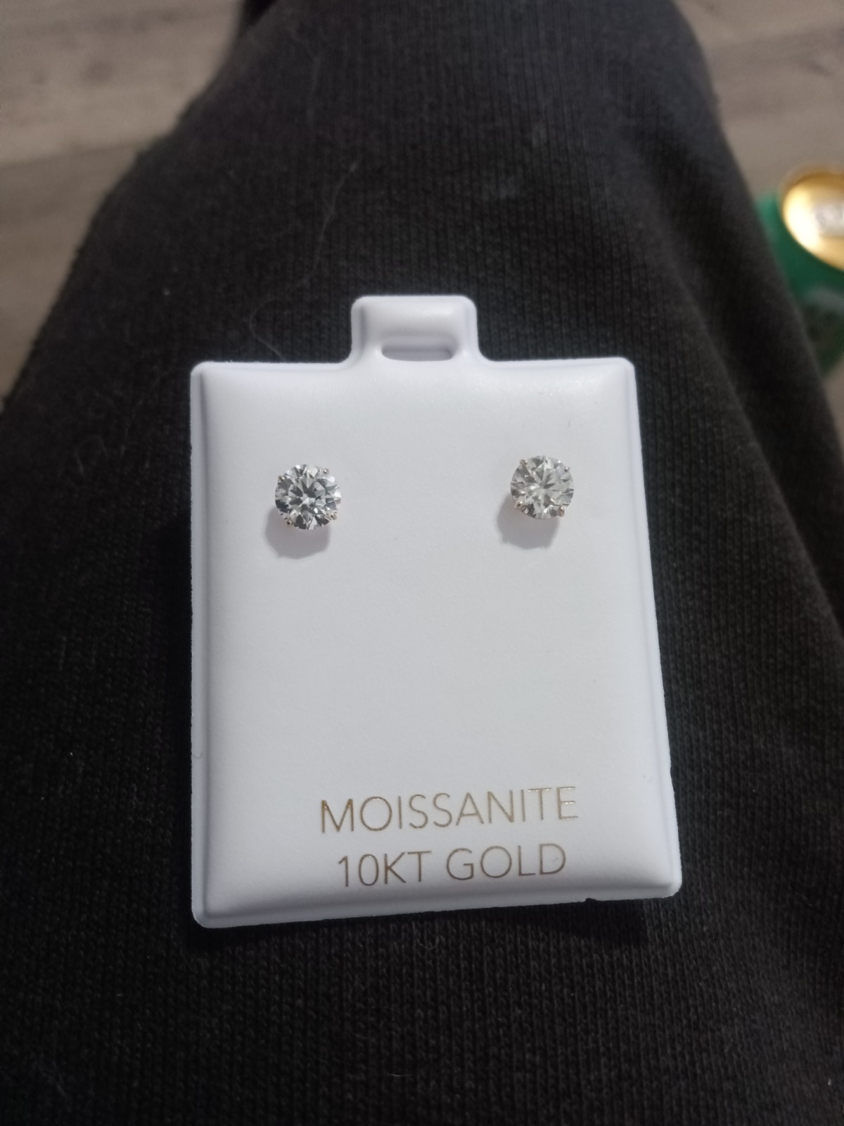 Moissanite Stud Earrings 10K Yellow Gold 5mm 1.00ctw Round VVS1 D GRA