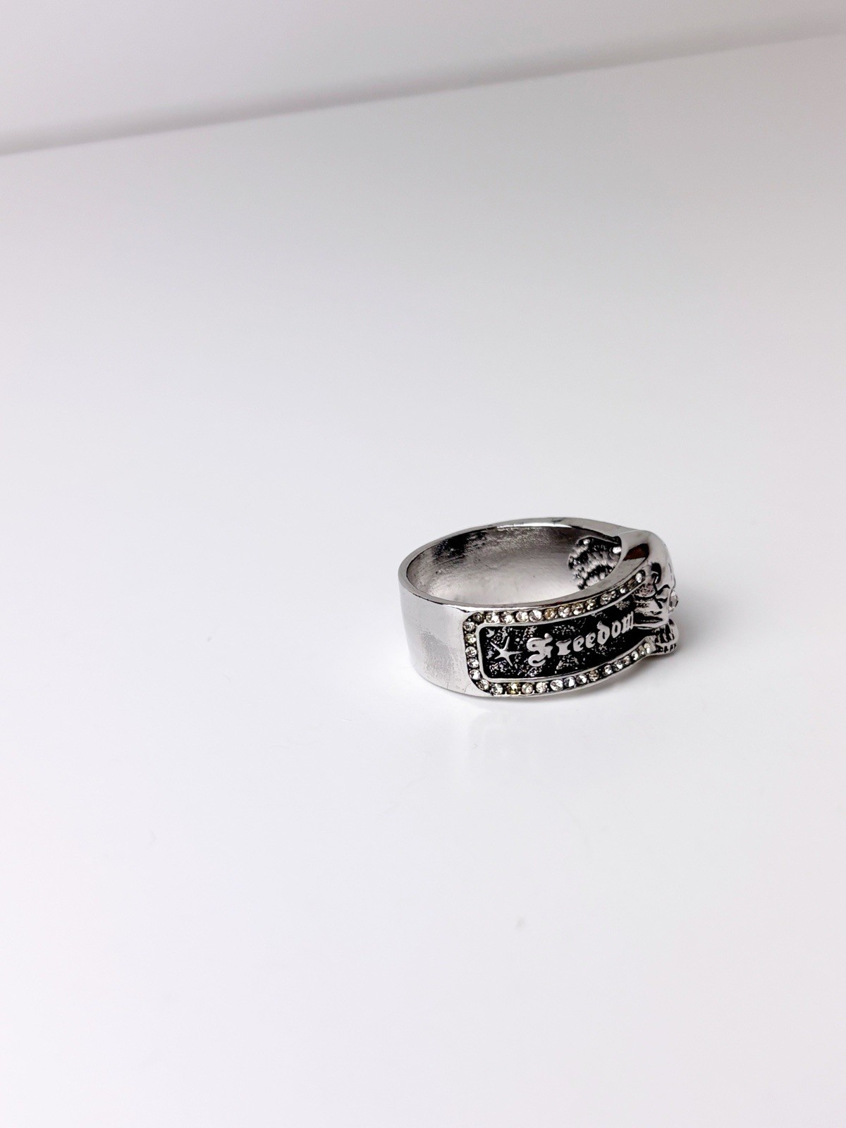 Men’s Silver Skull Ring 925 Sterling Silver Liberation Freedom Or Death Size 11
