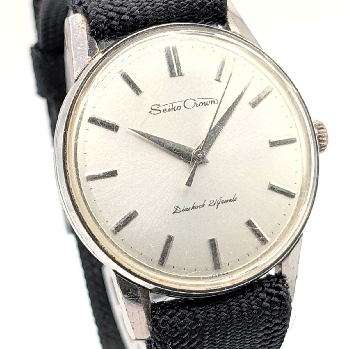 SEIKO CROWN Watch Hand Winding Men’s Round Silver Dial Seiko Crown Watch Manual