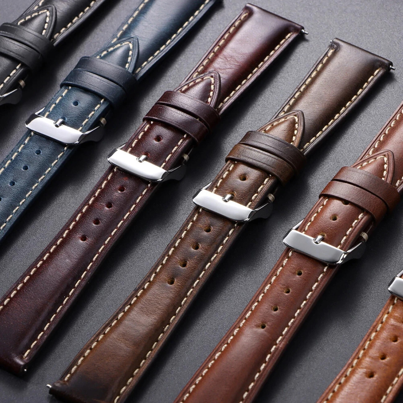 18mm 19mm 20mm 21mm 22mm Men’s Genuine Leather Watch Strap Band Quick Release