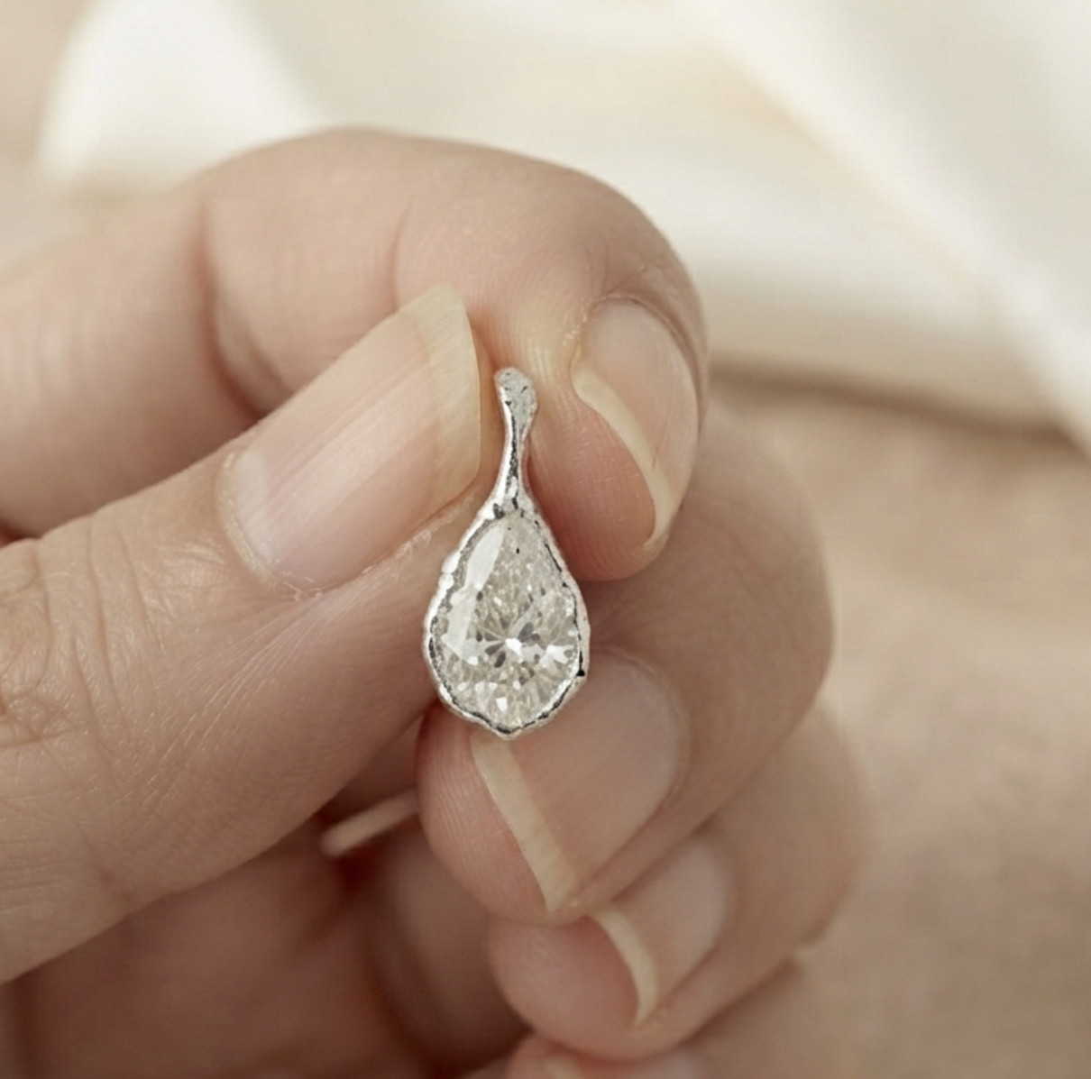925 Sterling Silver 1.50 CT Pear Cut Cubic Zirconia Stone Minimalist Jewelry Her