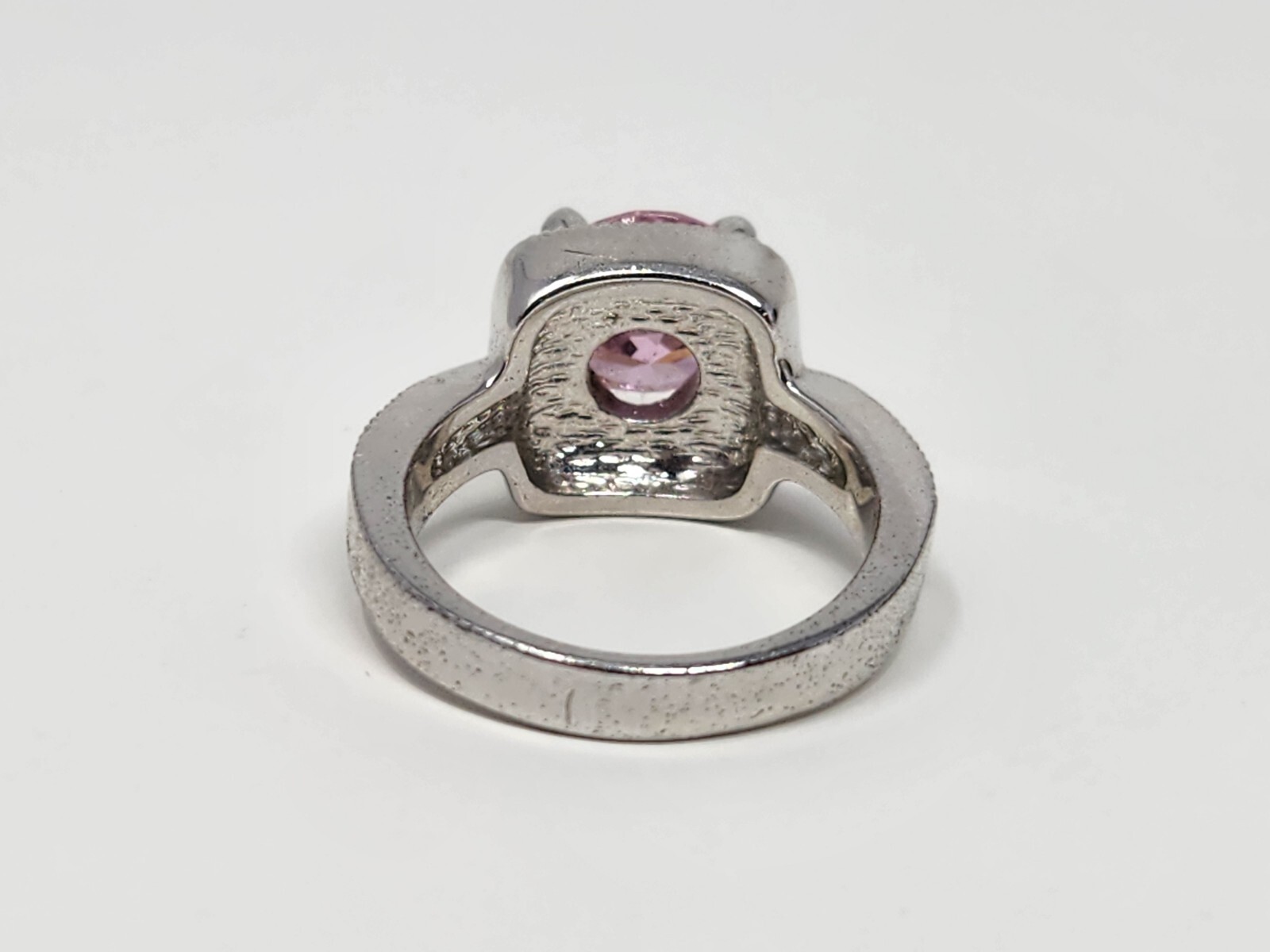Pink Premier Designs Pink Ice Ring Size 6.75 Silver Tone Signed PDJ Rhinestones