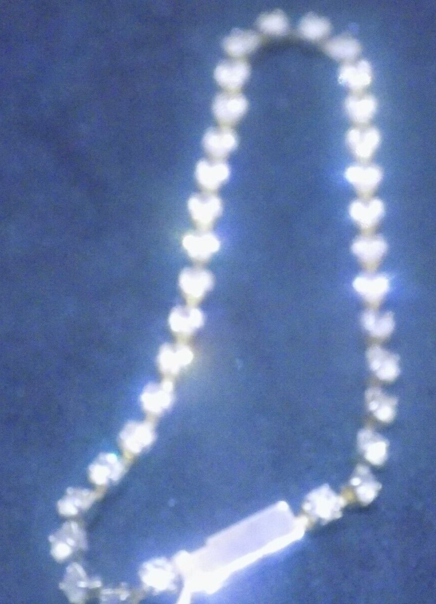 Vintage Gold Tone Clear CZ Tennis Bracelet 7″ Long (339)