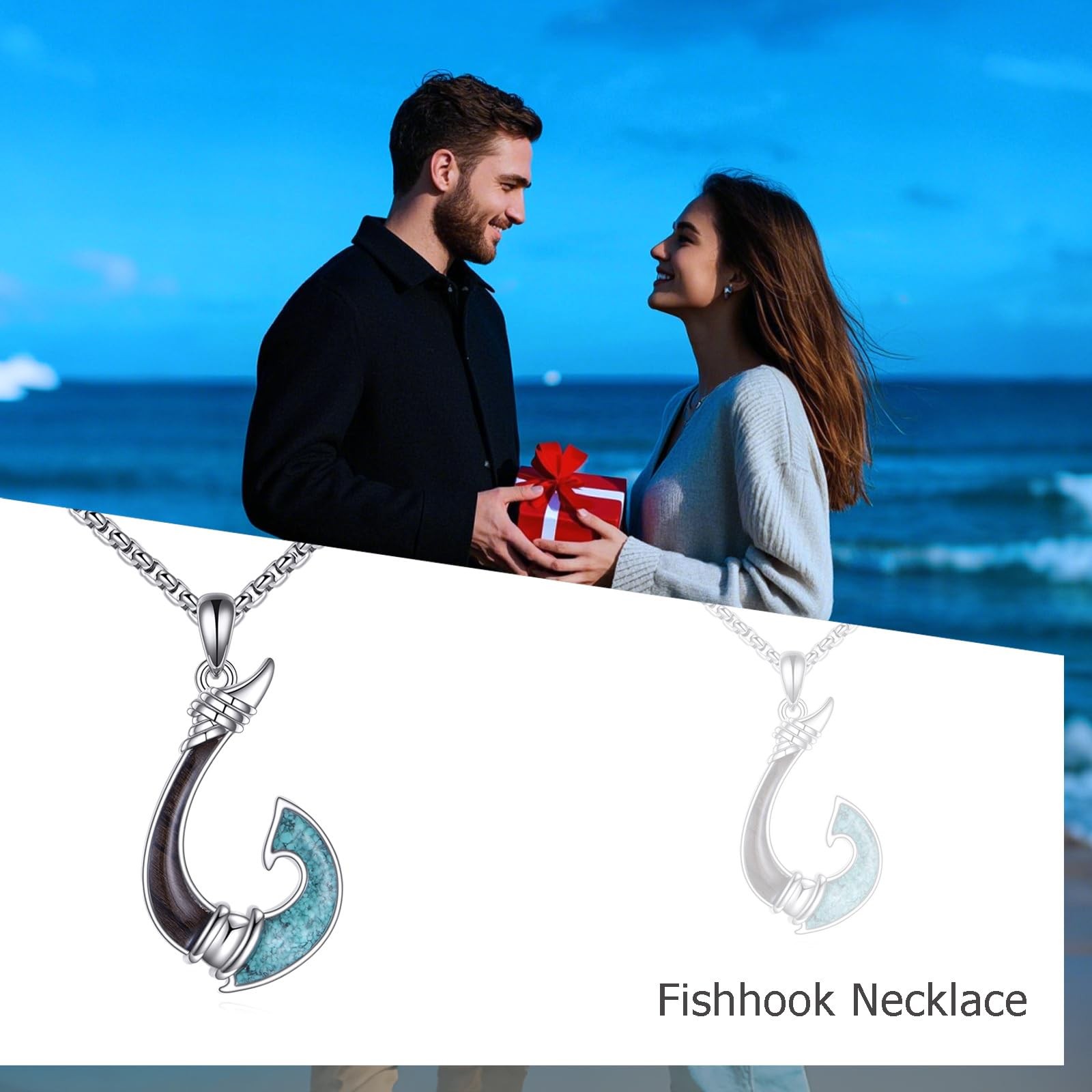 Fish Hook Necklace 925 Sterling Silver Hawaii Fishing Hook Pendant Jewelry Gi…