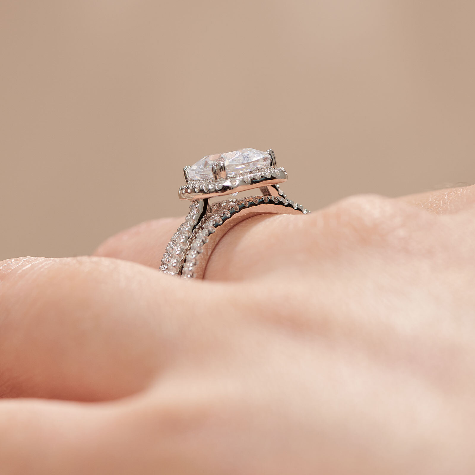 Sterling Silver Ring Jacket 2pcs Ring Set Engagement Wedding Bridal Ring Set