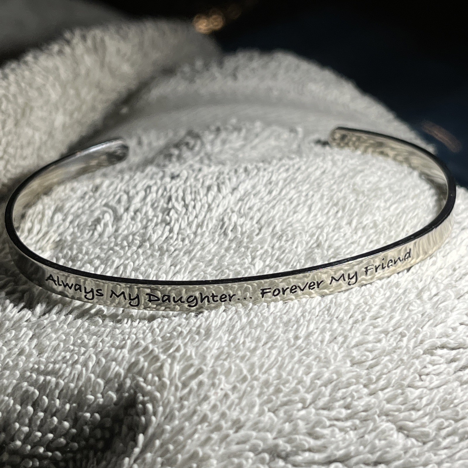 Always My Daughter Inspirational Stainless Steel Cuff Bracelet 1/4 Inch Wide 7”