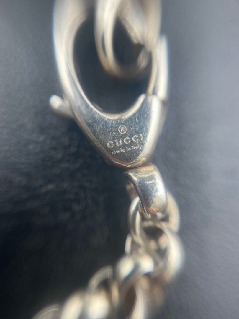 R GUCCI Gucci Silver Chain Necklace Stamped. Charm 925