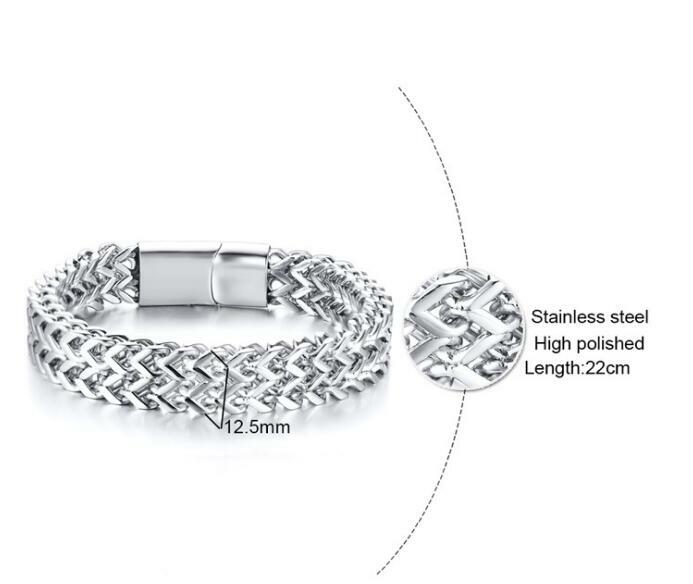 GNAYY Pure Stainless steel Mens Double Link Chain bracelet Bangle 12.5mm 8.66”
