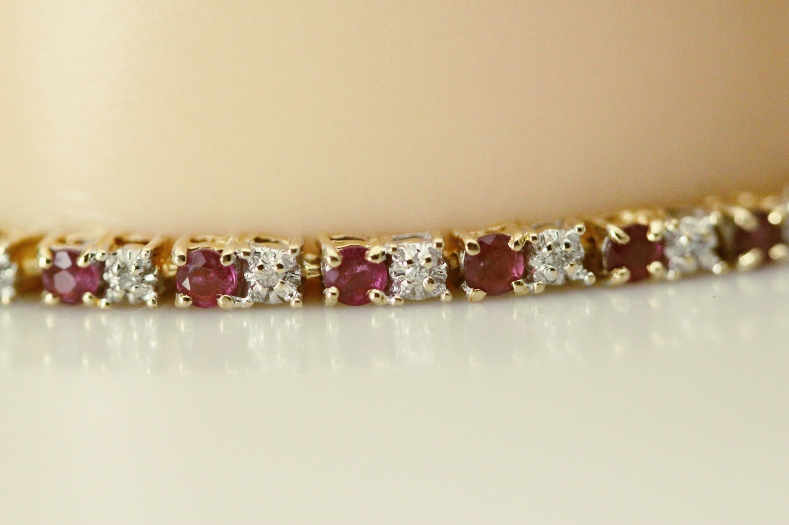14K Yellow Gold Round Ruby & Diamond 7.5″ Tennis Bracelet 8.8 Grams (BR5028)