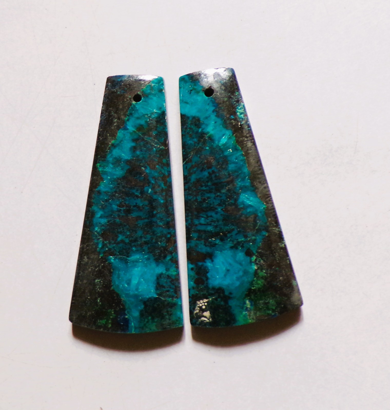 72.70 Cts Natural Shattuckite Drilled Cabochon Match Pair Gemstone 41X18MM S16