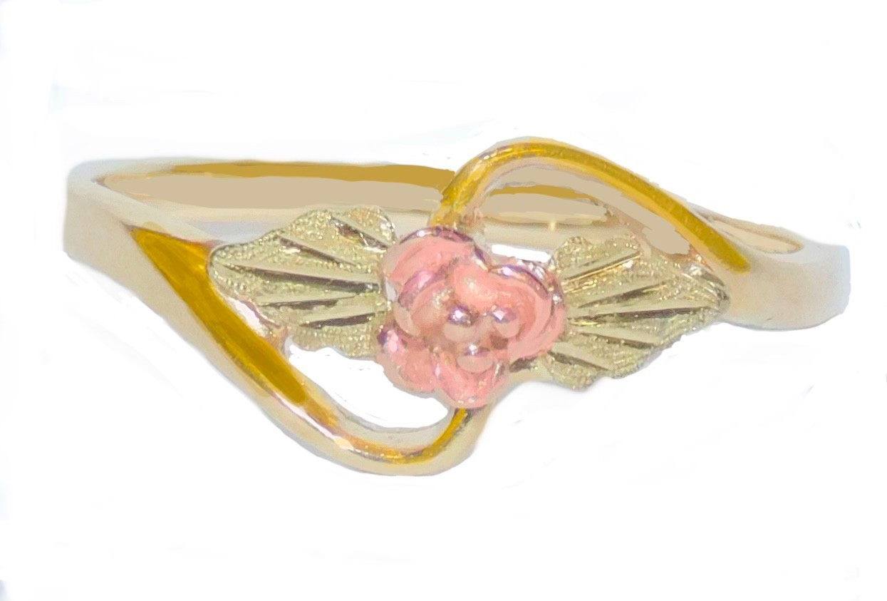 Black Hills Gold 10k Stamper Rose Leaf Ring Size 6
