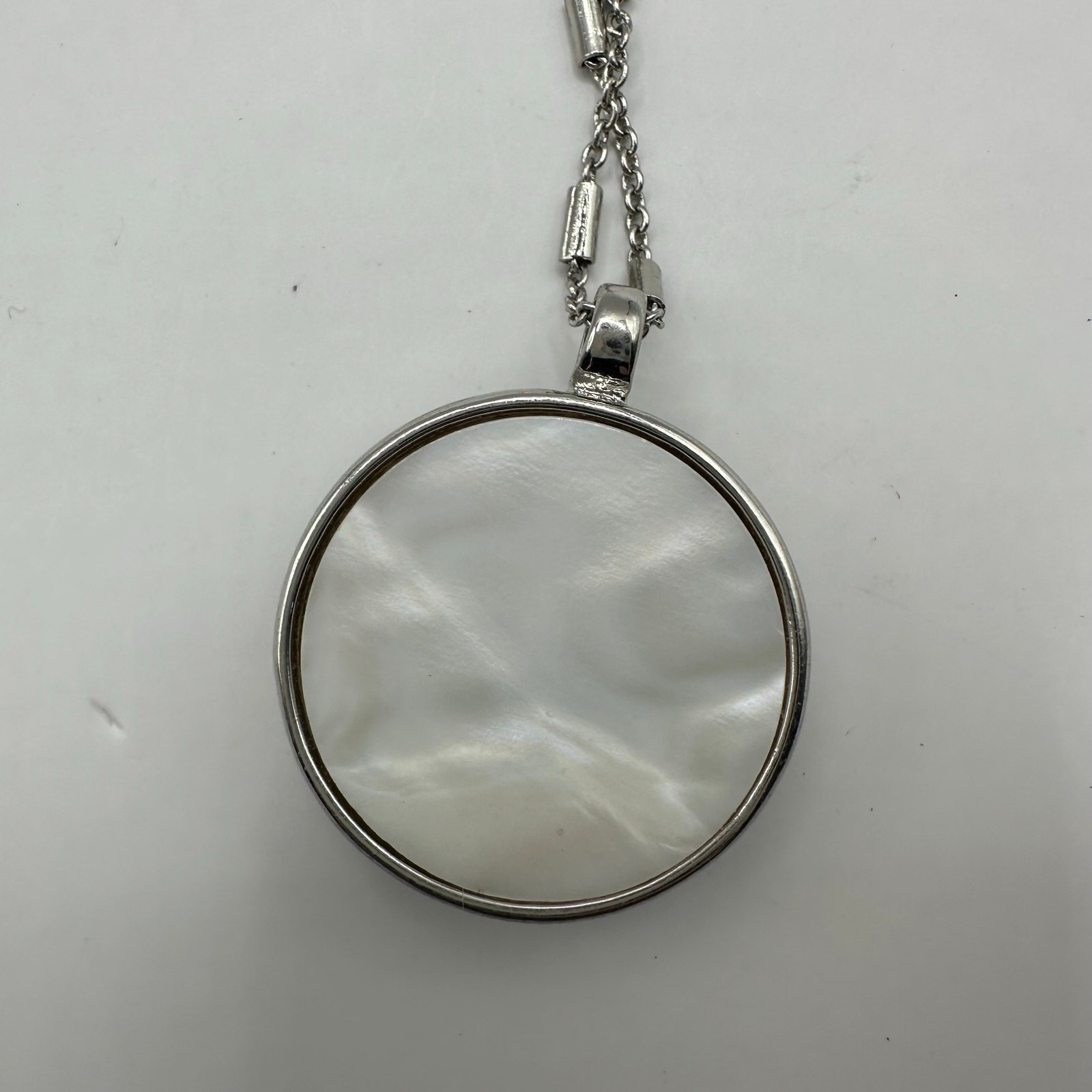 LOFT Silver Chain Purple White Necklace Costume Jewelry Modern Contemporary