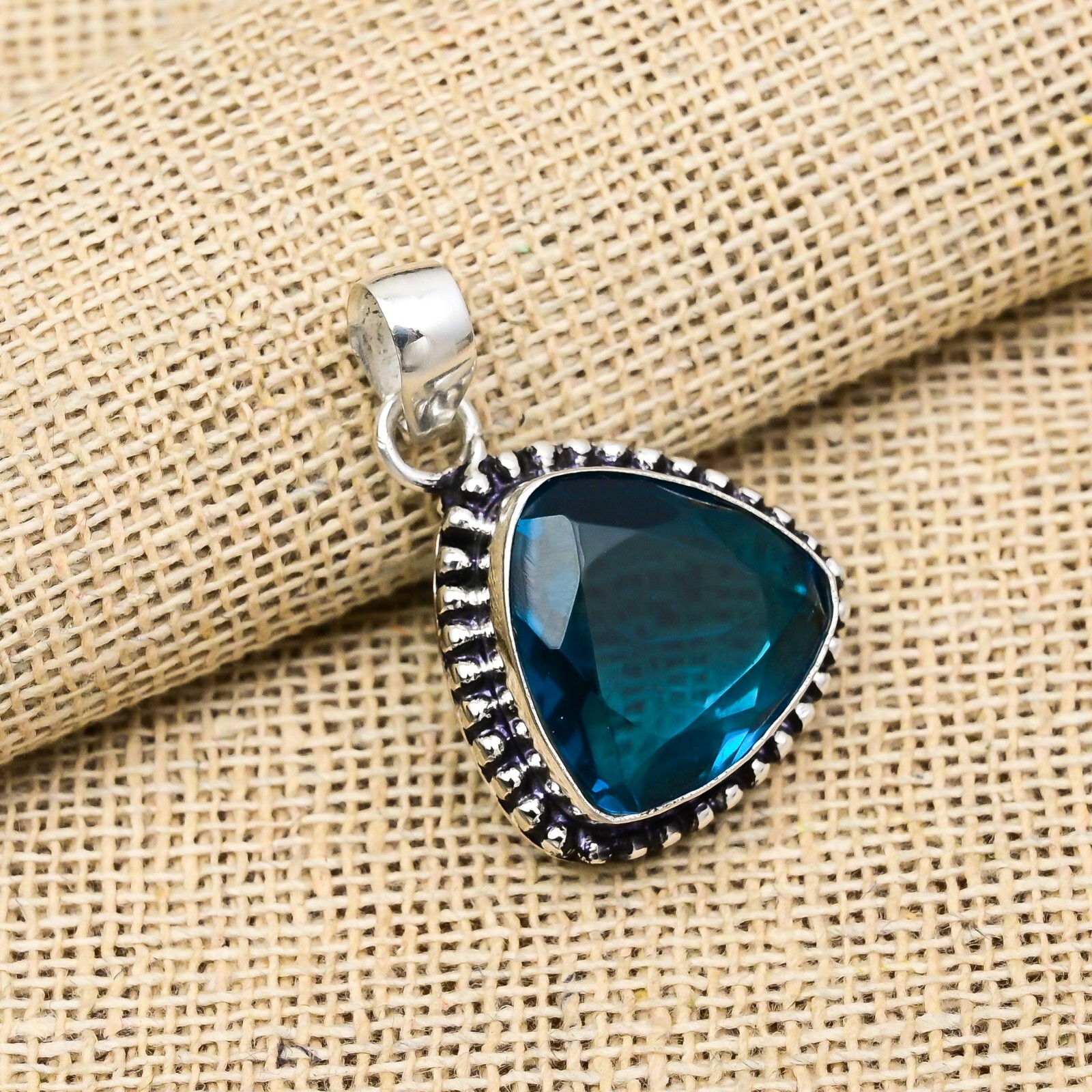 Indicolite Gemstone Handmade 925 Sterling Silver Jewelry Pendant