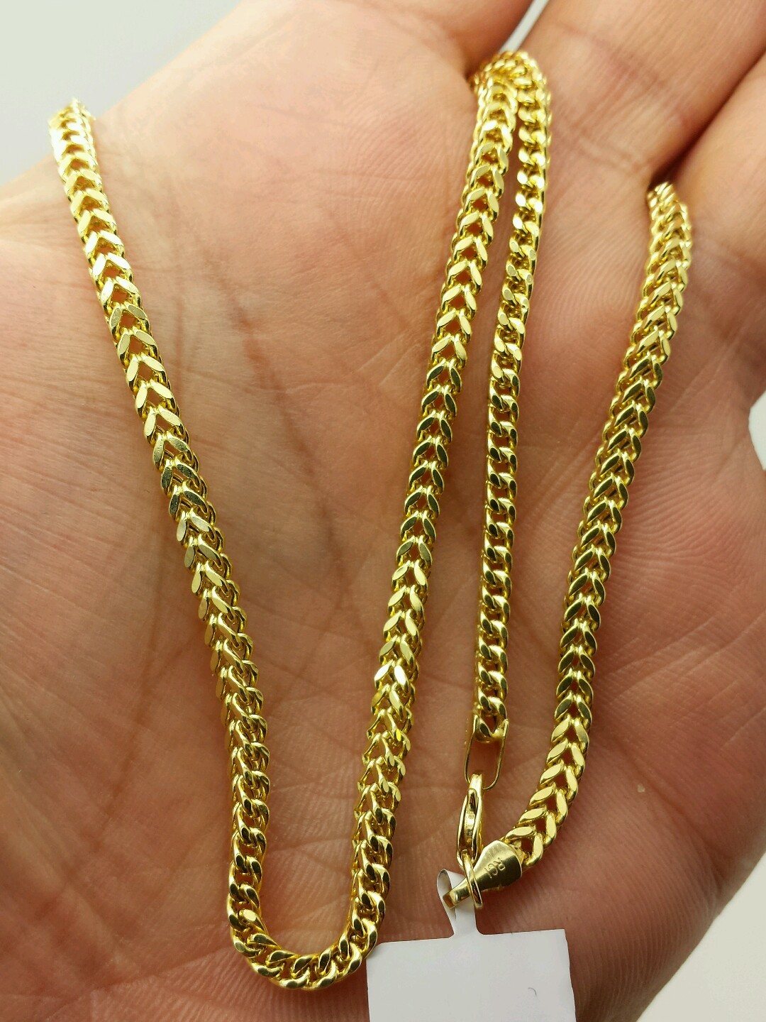 14k Yellow Gold Square Box Franco Necklace Pendant Chain 3.2mm 18-24″