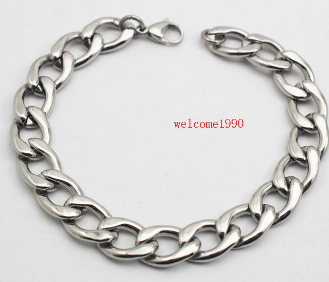 Pure Stainless Steel NK Link Chain Bracelet Women Men Fashion Jewlery 6mm 8”