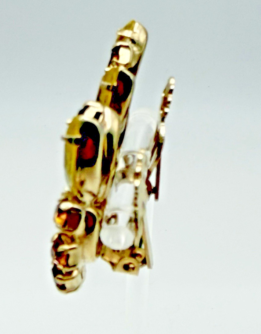 Vintage D&E Juliana Attributed Yellow Navette Topaz Rhinestone Clip Earrings