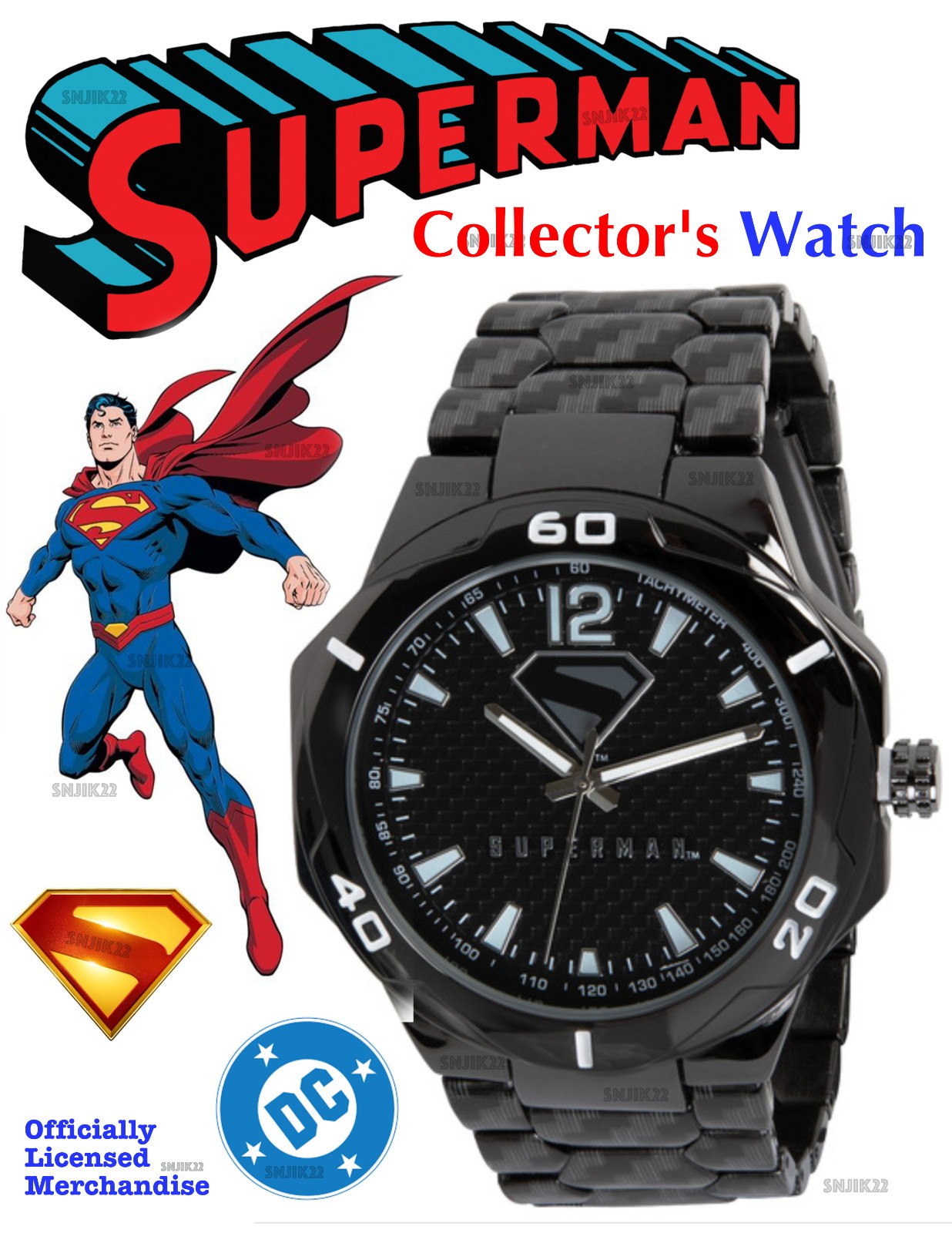 SUPERMAN DC Comics Accutime Collector’s Watch Gunmetal Finish 2025 (NEW IN BOX)