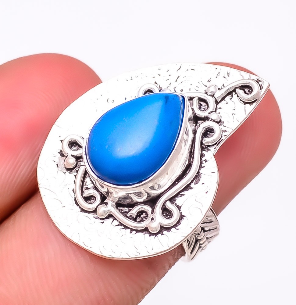Sleeping Beauty Turquoise Gemstone 925 Silver Plated Ring s.6.5 S191
