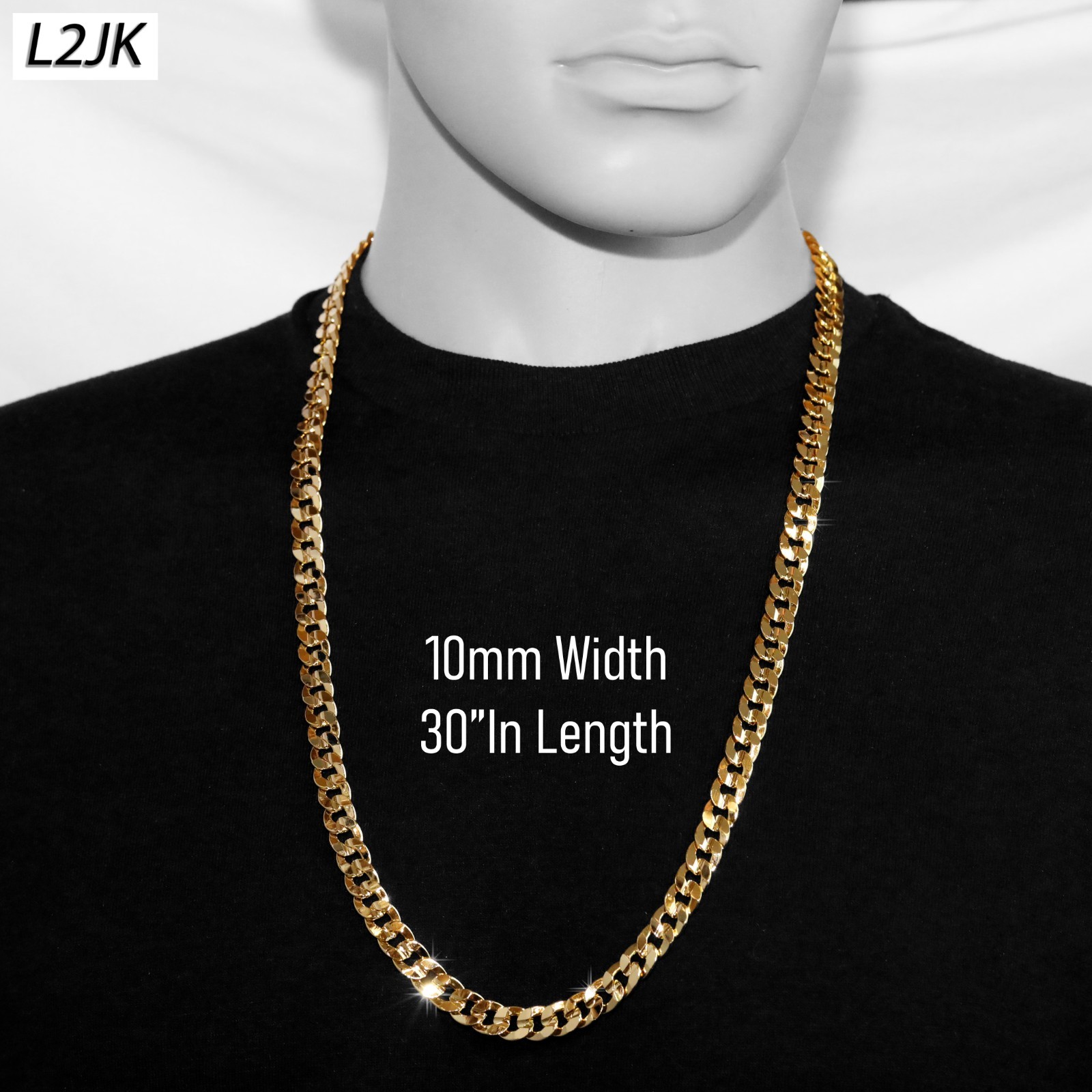 Concave Cuban Link Chain 6mm, 8mm & 10mm 30″ 14K Gold Plated Hip Hop Fashion