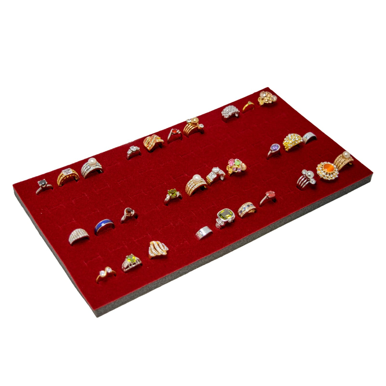 Novel Box 72 Slot Ring Earring Jewelry Tray Foam Velvet Liner in Various Colors