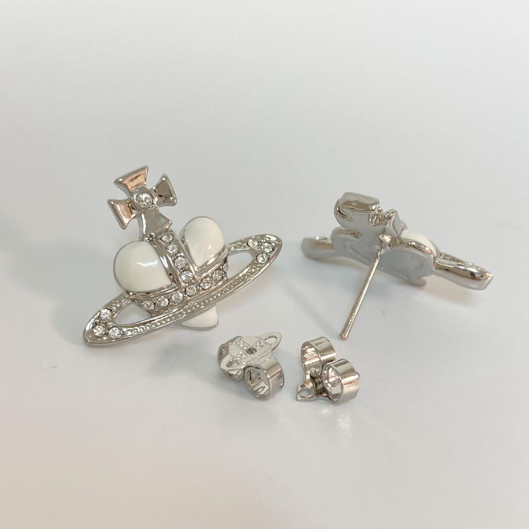 Vivienne Westwood Earrings Pierce Diamante White 2.5 cm w/drawstring