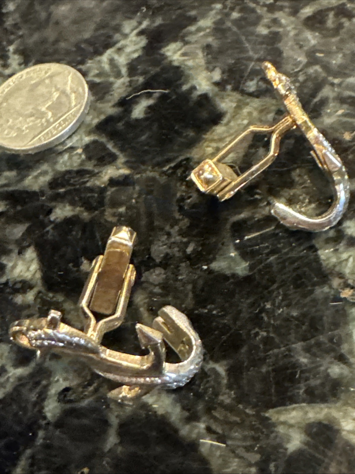 Anchors Shiny 2 Tone Vintage 1″ Cuff Links Navy Naval Merchant Marine EUC Gift