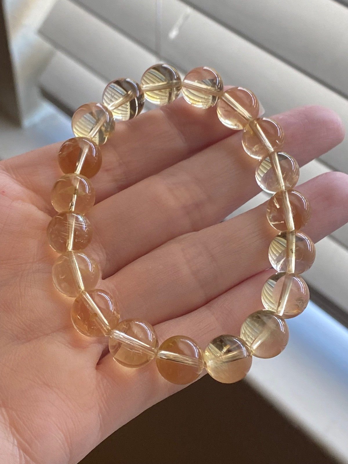 Natural Citrine Bracelet – 10.8mm Genuine Golden Citrine Crystal Bracelet