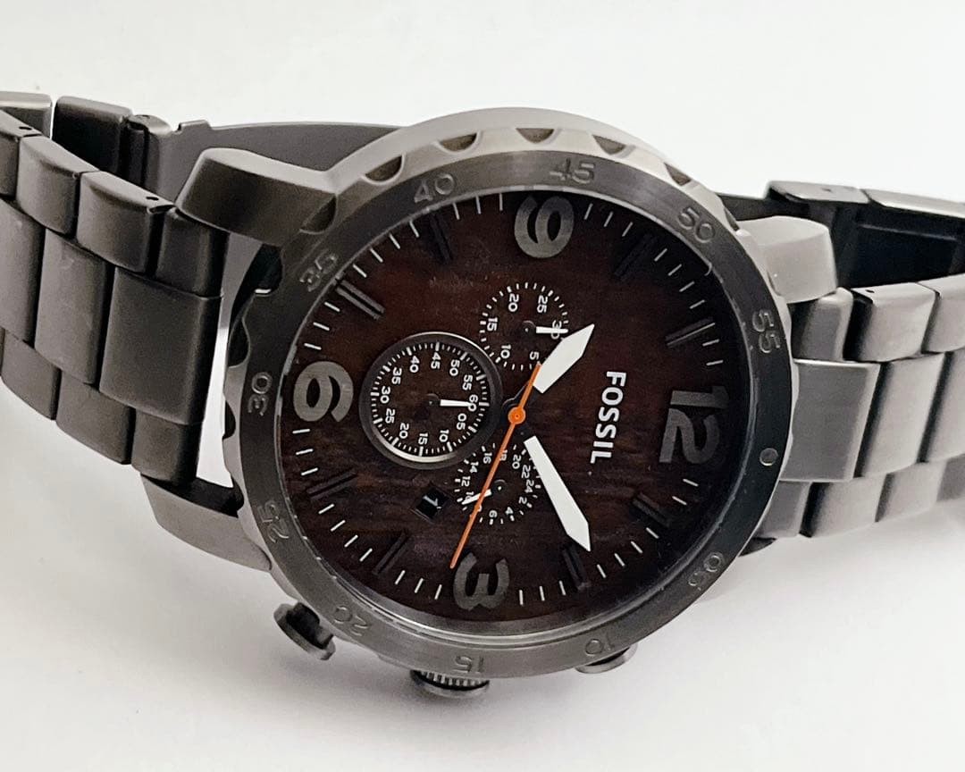 FOSSIL JR1355 Mens Chronograph Date 50mm Wood Grain Dial Watch