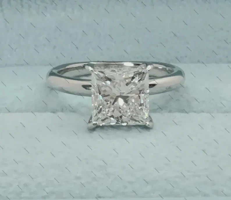 3 Ct Princess F/VS1 Lab Grown Diamond Engagement Solitaire Ring 14K White Gold