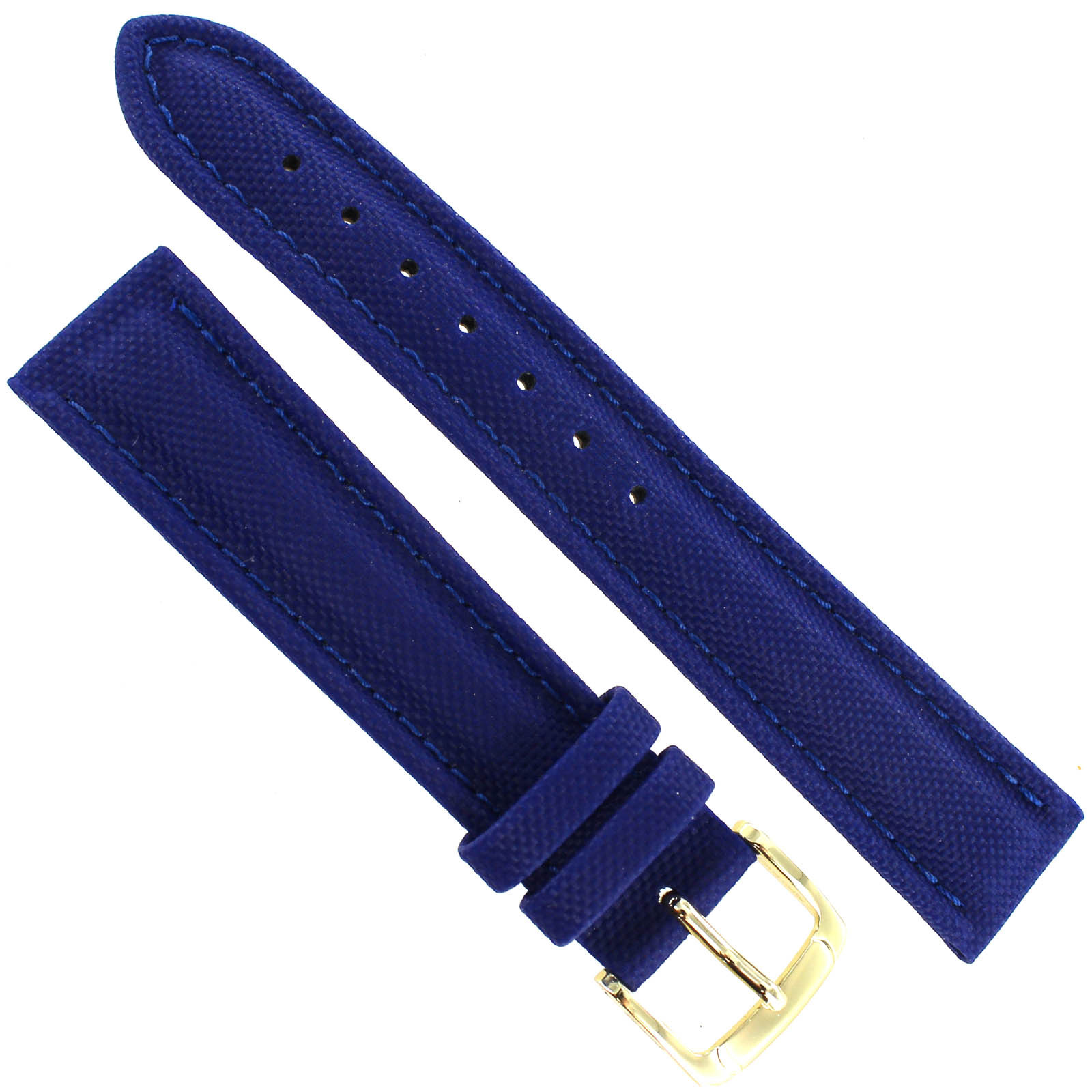 18mm Speidel Skipper Rubber Over Genuine Calfskin Blue Stitched Mens Watch Band