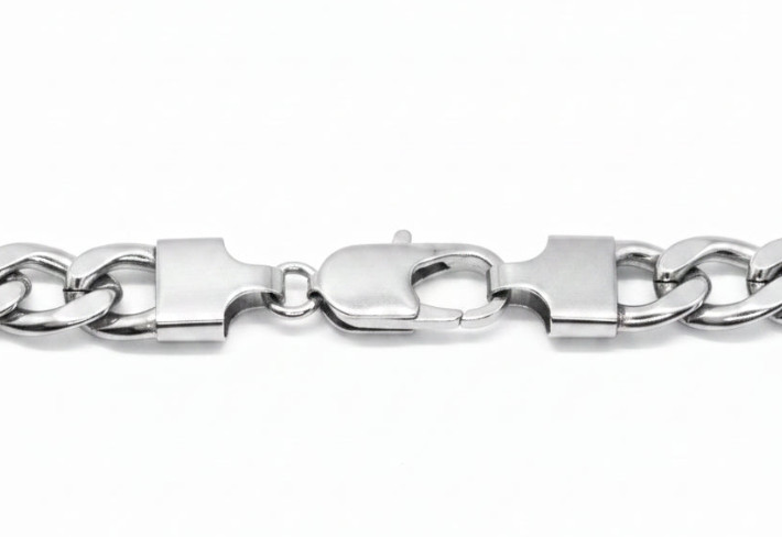 Stainless Steel Figaro Chain Necklace 11mm Lobster Claw Clasp / 16