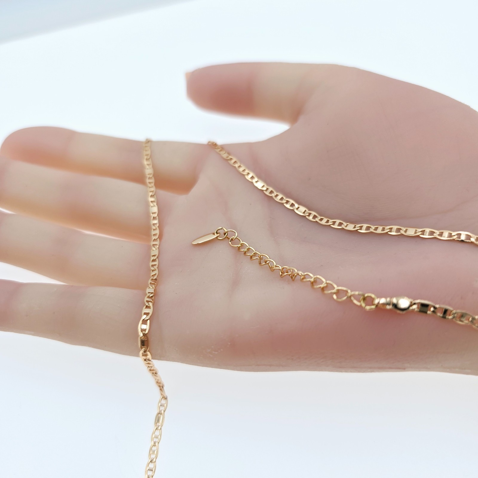 with Polished Flat Links – 45+5cm Adjustable, XPNL0046 Rose Gold Chain Necklace