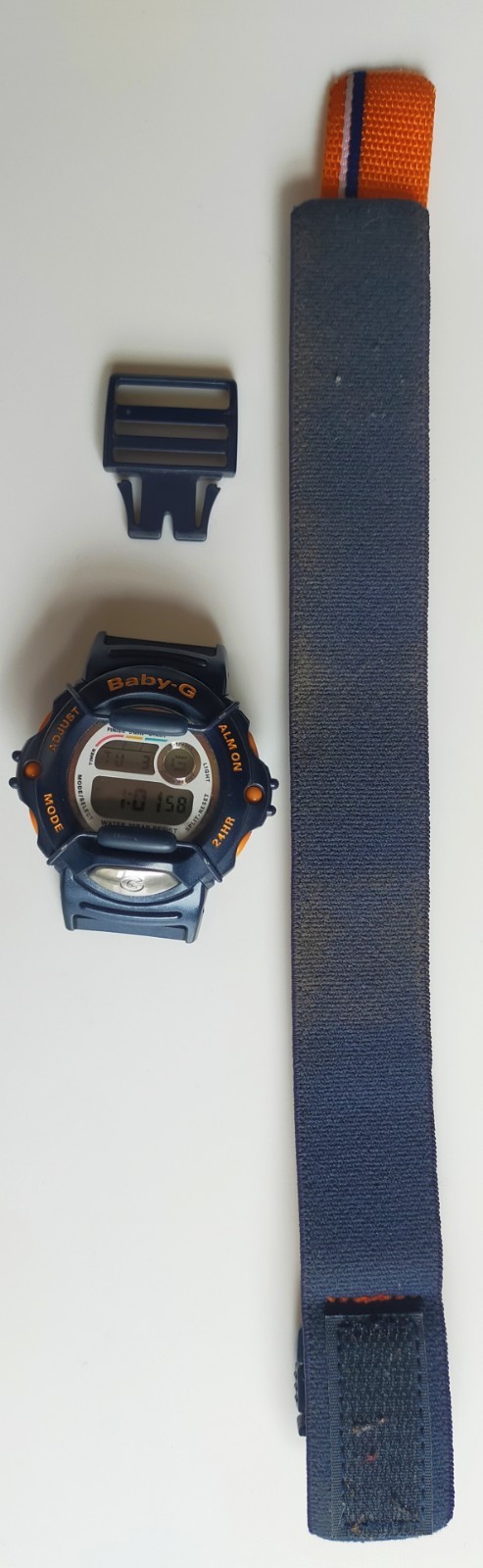 Casio Baby-G X-treme BGX-100 Module 1359 Digital Watch Navy Orange Strap