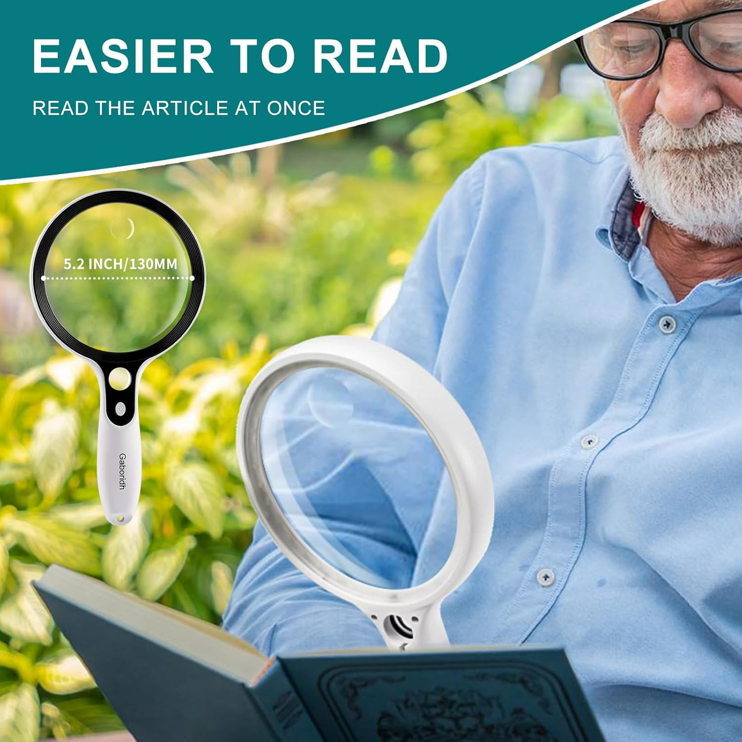 Large Magnifying Glass with 37 LED Light, 10X 20X 45X Handheld Illuminated Light